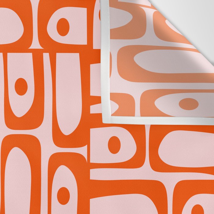 Mid Century Modern Piquet Abstract Multi Geometric Pattern in Tangerine Orange and Light Pink Wall Tapestry Gallery Image 3