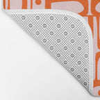 Mid Century Modern Piquet Abstract Multi Geometric Pattern in Tangerine Orange and Light Pink Bath Mat Gallery Image 2