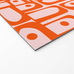 Mid Century Modern Piquet Abstract Multi Geometric Pattern in Tangerine Orange and Light Pink Welcome Mat Gallery Image 2