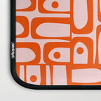 Mid Century Modern Piquet Abstract Multi Geometric Pattern in Tangerine Orange and Light Pink Laptop Sleeve Gallery Image 3