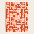 Mid Century Modern Piquet Abstract Multi Geometric Pattern in Tangerine Orange and Light Pink Poster Gallery Image 4