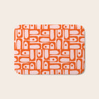 Mid Century Modern Piquet Abstract Multi Geometric Pattern in Tangerine Orange and Light Pink Bath Mat Gallery Image 1