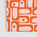 Mid Century Modern Piquet Abstract Multi Geometric Pattern in Tangerine Orange and Light Pink Poster Gallery Image 3