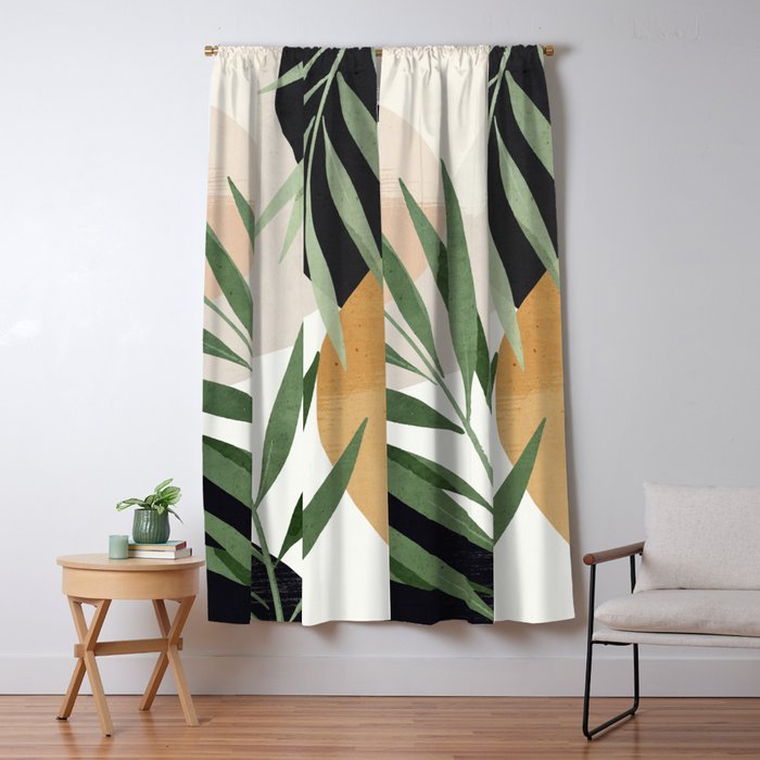 Abstract Art Tropical Leaves 72 Window Curtain Gallery Image 5