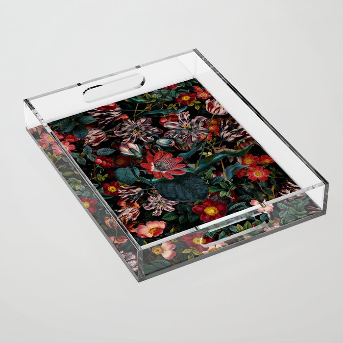 Dark Garden Flowers Acrylic Tray Gallery Image 1
