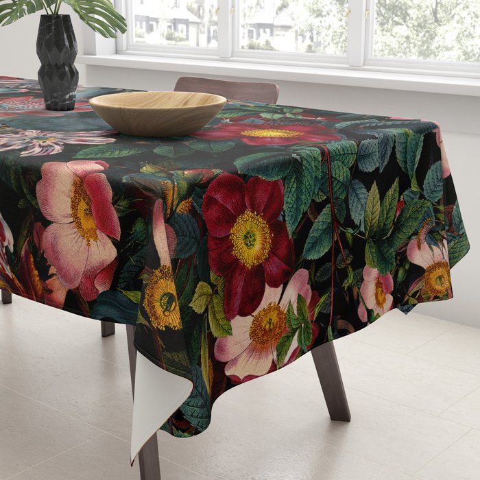 Dark Garden Flowers Tablecloth Gallery Image 3