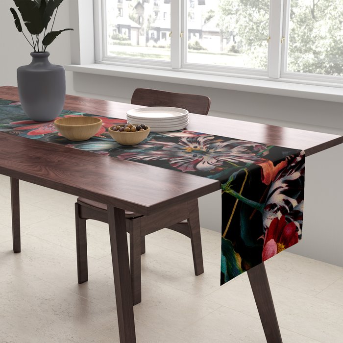 Dark Garden Flowers Table Runner Gallery Image 2