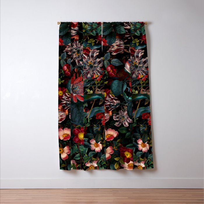 Dark Garden Flowers Window Curtain Gallery Image 3