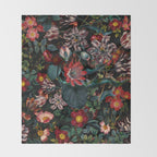 Dark Garden Flowers Throw Blanket Gallery Image 2