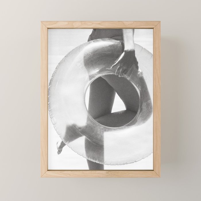 Black And White Film Photography - Girl On The Beach - Minimalist Summer Photo Art Print - Modern Photograph - Photographs Mini Art Print Gallery Image 1