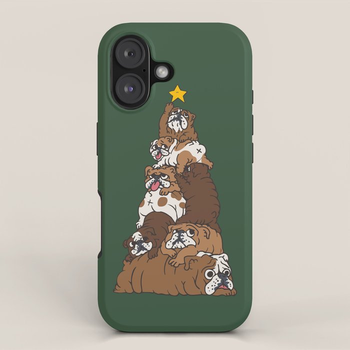 Christmas Tree English Bulldog iPhone Case Gallery Image 1