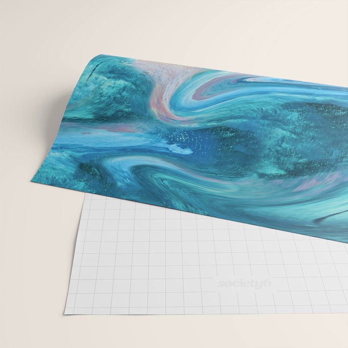 Gemstone [1]: a melted abstract watercolor design in blue pink and green by Alyssa Hamilton Art  Wrapping Paper Gallery Image 2