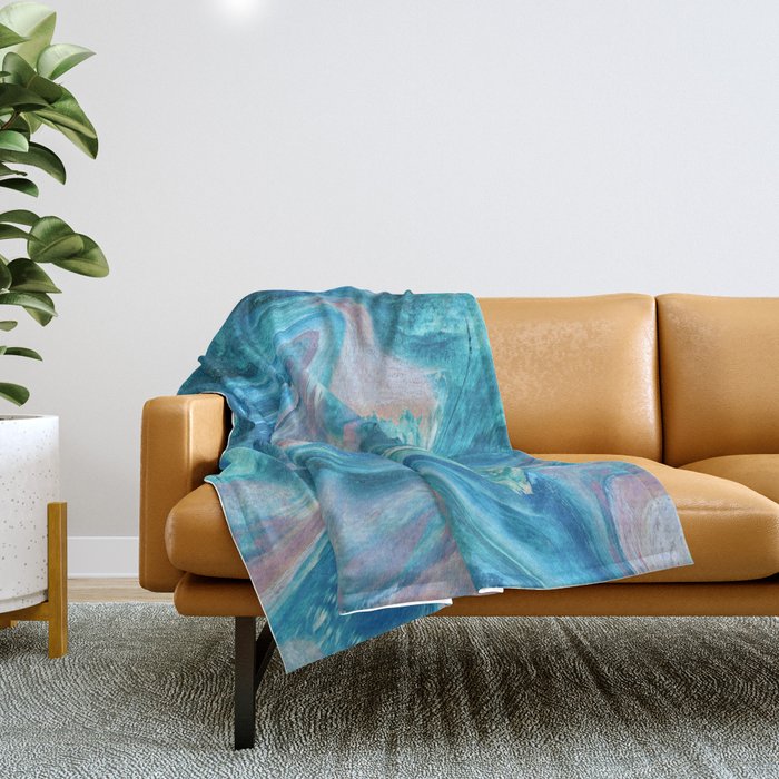 Gemstone [1]: a melted abstract watercolor design in blue pink and green by Alyssa Hamilton Art  Throw Blanket Gallery Image 1
