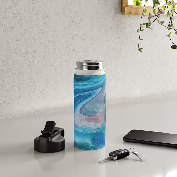 Gemstone [1]: a melted abstract watercolor design in blue pink and green by Alyssa Hamilton Art  Water Bottle Gallery Image 4