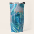 Gemstone [1]: a melted abstract watercolor design in blue pink and green by Alyssa Hamilton Art  Travel Mug Gallery Image 2