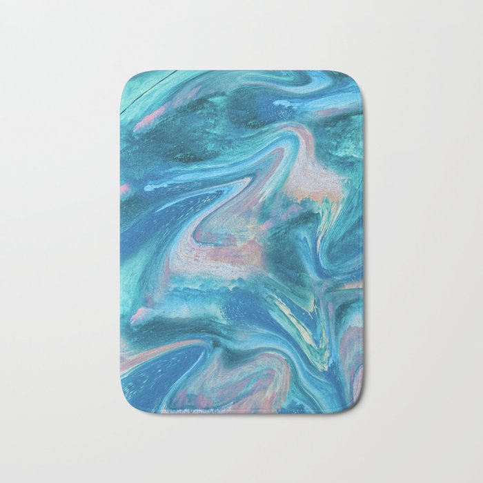 Gemstone [1]: a melted abstract watercolor design in blue pink and green by Alyssa Hamilton Art  Bath Mat Gallery Image 1