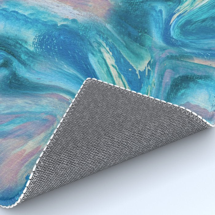 Gemstone [1]: a melted abstract watercolor design in blue pink and green by Alyssa Hamilton Art  Rug Gallery Image 4