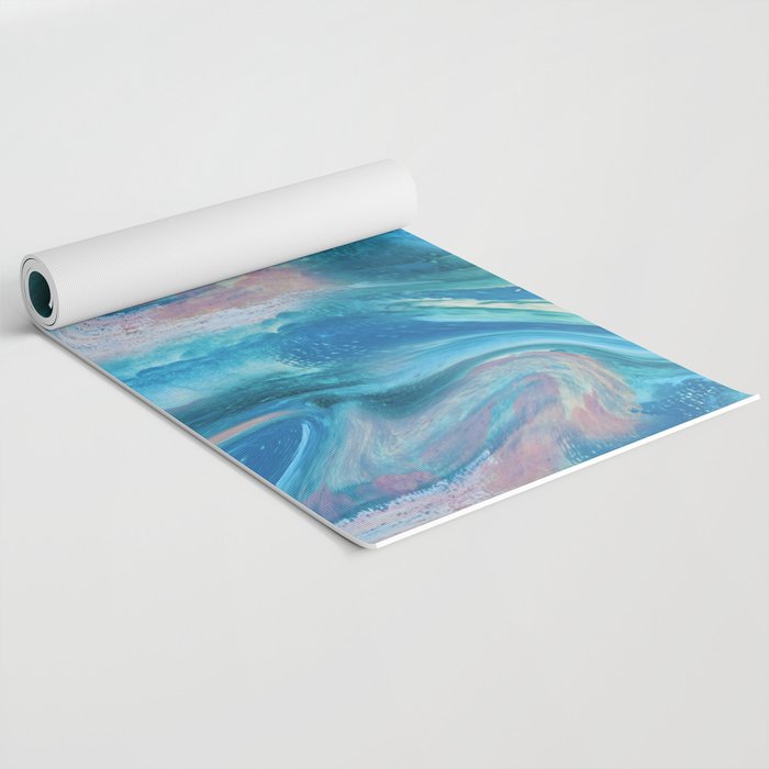 Gemstone [1]: a melted abstract watercolor design in blue pink and green by Alyssa Hamilton Art  Yoga Mat Gallery Image 2