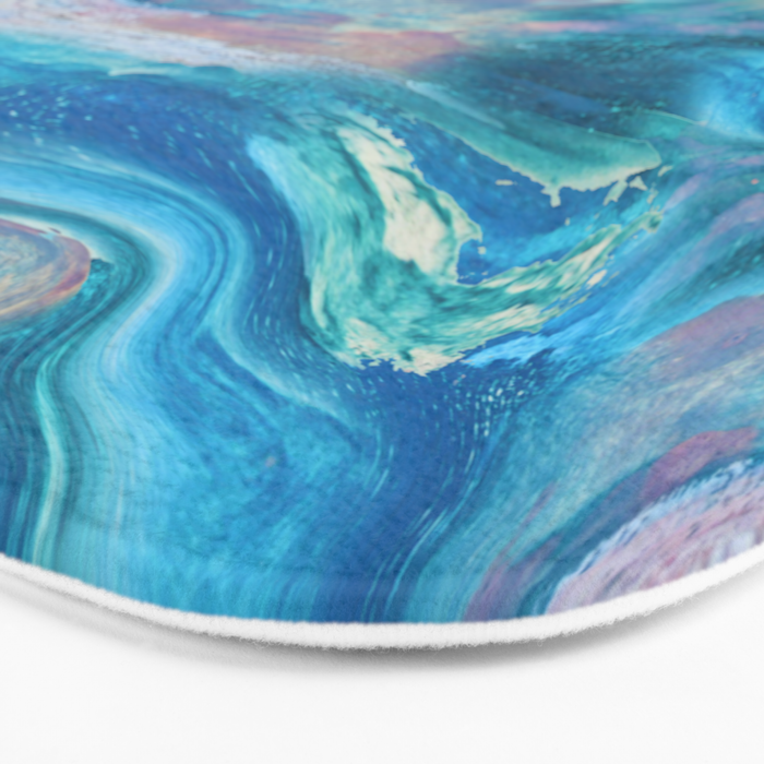 Gemstone [1]: a melted abstract watercolor design in blue pink and green by Alyssa Hamilton Art  Bath Mat Gallery Image 3
