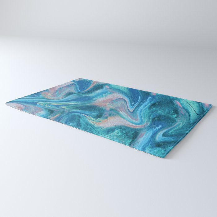 Gemstone [1]: a melted abstract watercolor design in blue pink and green by Alyssa Hamilton Art  Rug Gallery Image 3