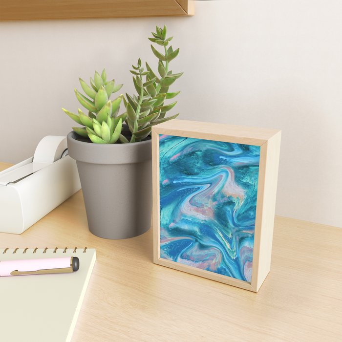 Gemstone [1]: a melted abstract watercolor design in blue pink and green by Alyssa Hamilton Art  Mini Art Print Gallery Image 2