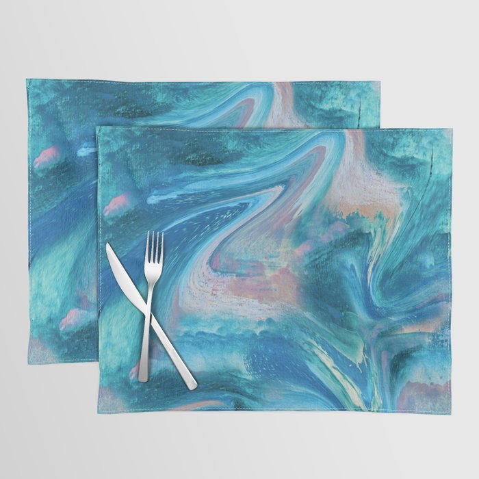 Gemstone [1]: a melted abstract watercolor design in blue pink and green by Alyssa Hamilton Art  Placemat Gallery Image 1