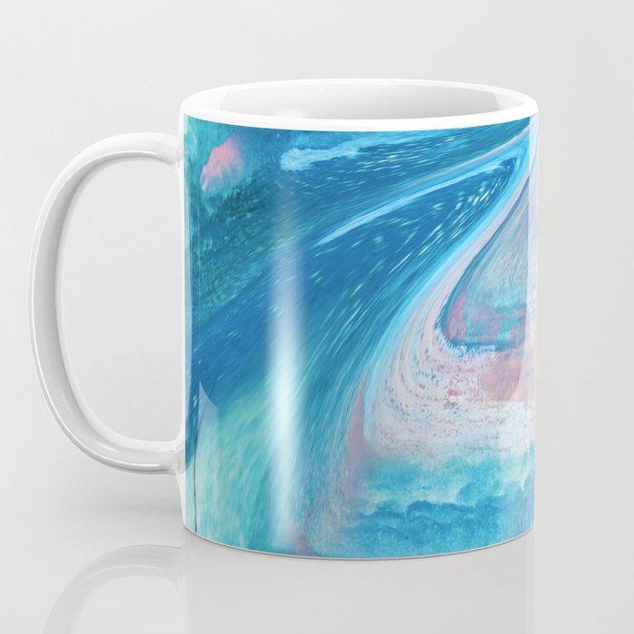 Gemstone [1]: a melted abstract watercolor design in blue pink and green by Alyssa Hamilton Art  Coffee Mug Gallery Image 3