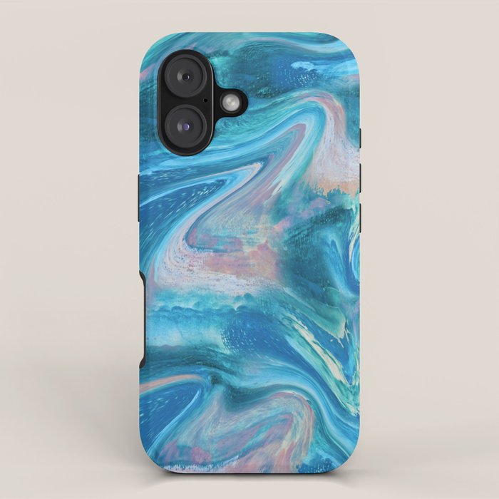 Gemstone [1]: a melted abstract watercolor design in blue pink and green by Alyssa Hamilton Art  iPhone Case Gallery Image 1
