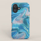 Gemstone [1]: a melted abstract watercolor design in blue pink and green by Alyssa Hamilton Art  iPhone Case Gallery Image 1