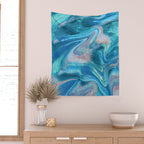 Gemstone [1]: a melted abstract watercolor design in blue pink and green by Alyssa Hamilton Art  Wall Tapestry Gallery Image 2