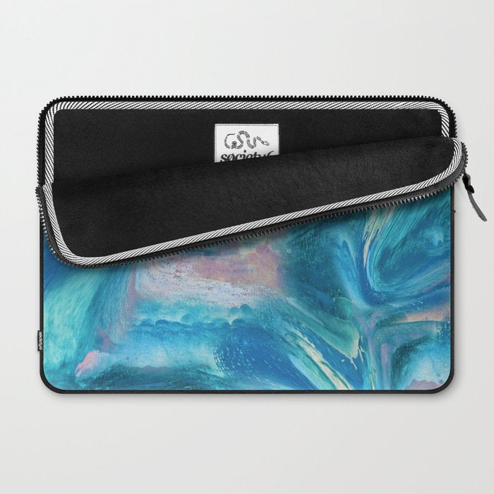 Gemstone [1]: a melted abstract watercolor design in blue pink and green by Alyssa Hamilton Art  Laptop Sleeve Gallery Image 2