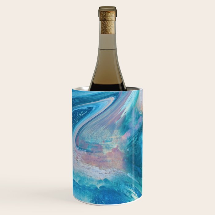 Gemstone [1]: a melted abstract watercolor design in blue pink and green by Alyssa Hamilton Art  Wine Chiller Gallery Image 1