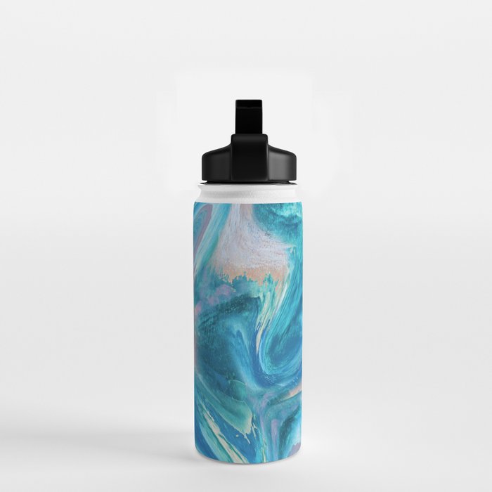 Gemstone [1]: a melted abstract watercolor design in blue pink and green by Alyssa Hamilton Art  Water Bottle Gallery Image 2