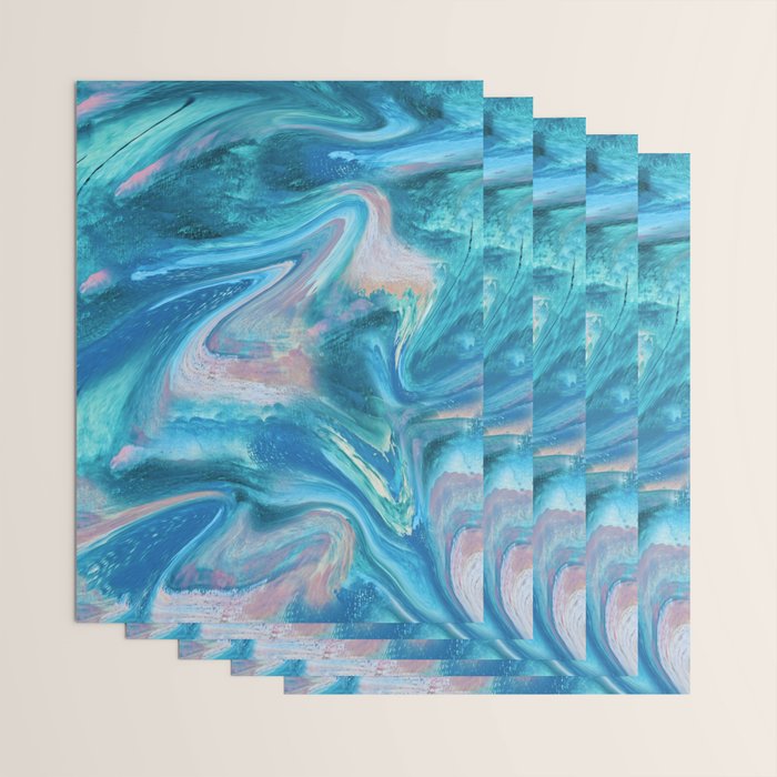 Gemstone [1]: a melted abstract watercolor design in blue pink and green by Alyssa Hamilton Art  Wrapping Paper Gallery Image 3