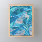 Gemstone [1]: a melted abstract watercolor design in blue pink and green by Alyssa Hamilton Art  Mini Art Print Gallery Image 1