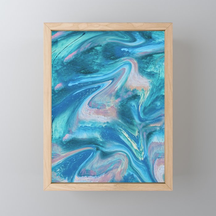 Gemstone [1]: a melted abstract watercolor design in blue pink and green by Alyssa Hamilton Art  Mini Art Print Gallery Image 1