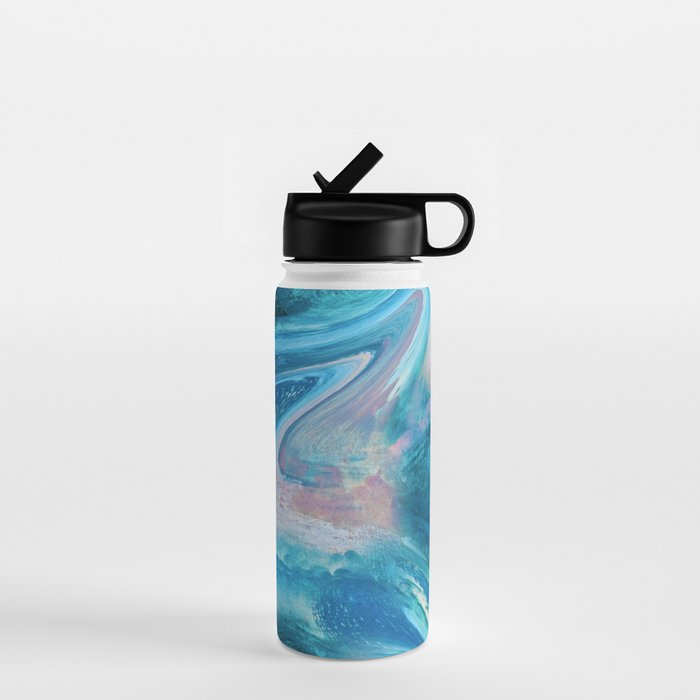 Gemstone [1]: a melted abstract watercolor design in blue pink and green by Alyssa Hamilton Art  Water Bottle Gallery Image 1