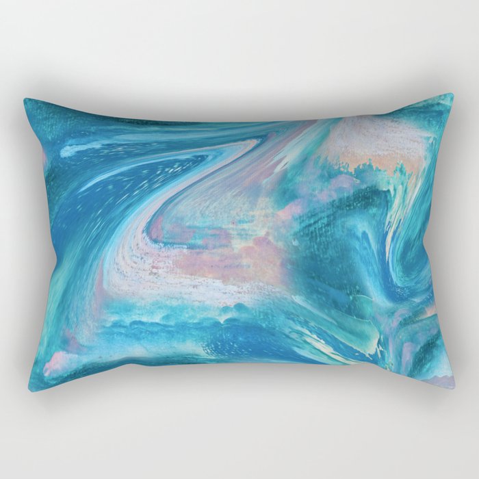 Gemstone [1]: a melted abstract watercolor design in blue pink and green by Alyssa Hamilton Art  Rectangular Pillow Gallery Image 2