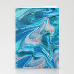 Gemstone [1]: a melted abstract watercolor design in blue pink and green by Alyssa Hamilton Art  Stationery Card Gallery Image 2