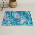 Gemstone [1]: a melted abstract watercolor design in blue pink and green by Alyssa Hamilton Art  Rug Gallery Image 1