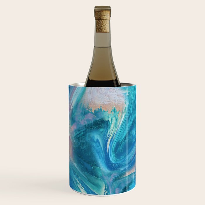 Gemstone [1]: a melted abstract watercolor design in blue pink and green by Alyssa Hamilton Art  Wine Chiller Gallery Image 3