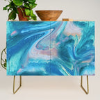 Gemstone [1]: a melted abstract watercolor design in blue pink and green by Alyssa Hamilton Art  Credenza Gallery Image 1