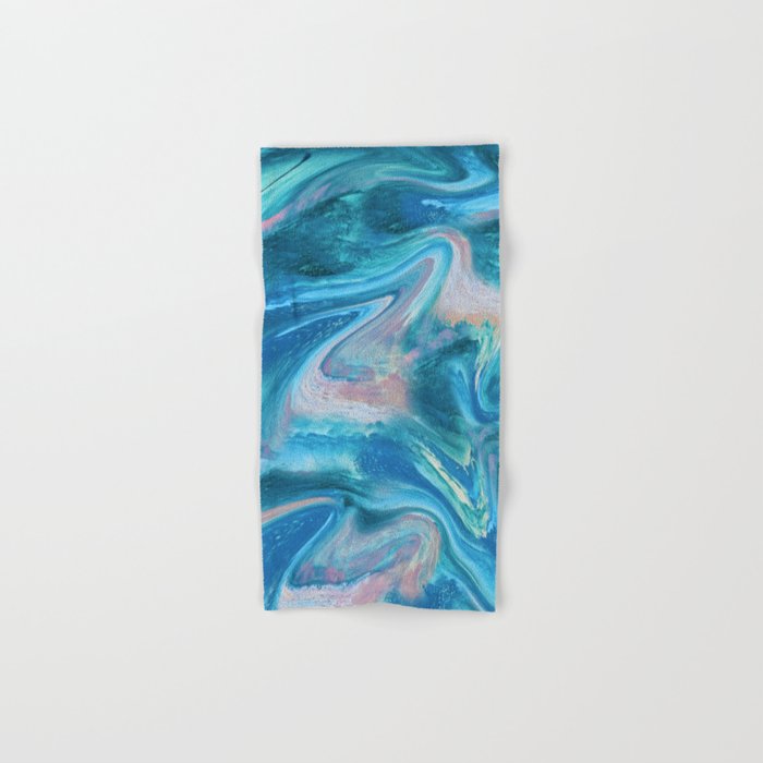 Gemstone [1]: a melted abstract watercolor design in blue pink and green by Alyssa Hamilton Art  Bath Towel Gallery Image 1