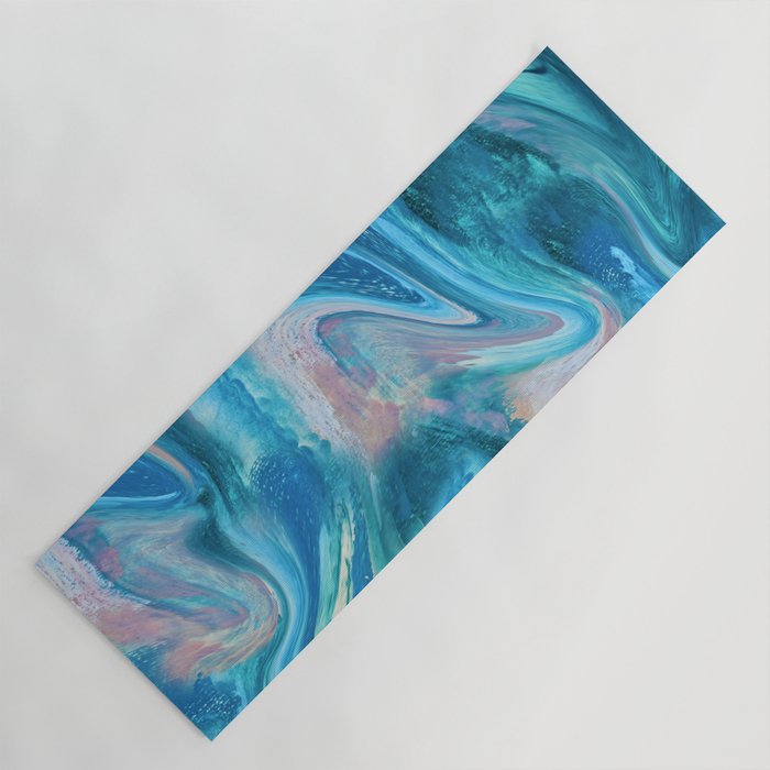 Gemstone [1]: a melted abstract watercolor design in blue pink and green by Alyssa Hamilton Art  Yoga Mat Gallery Image 1