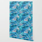 Gemstone [1]: a melted abstract watercolor design in blue pink and green by Alyssa Hamilton Art  Wallpaper Gallery Image 2