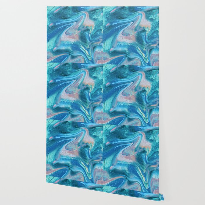 Gemstone [1]: a melted abstract watercolor design in blue pink and green by Alyssa Hamilton Art  Wallpaper Gallery Image 2