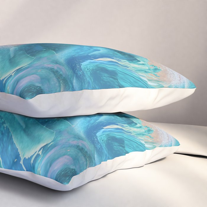 Gemstone [1]: a melted abstract watercolor design in blue pink and green by Alyssa Hamilton Art  Pillow Sham Gallery Image 3