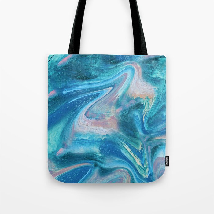Gemstone [1]: a melted abstract watercolor design in blue pink and green by Alyssa Hamilton Art  Tote Bag Gallery Image 1