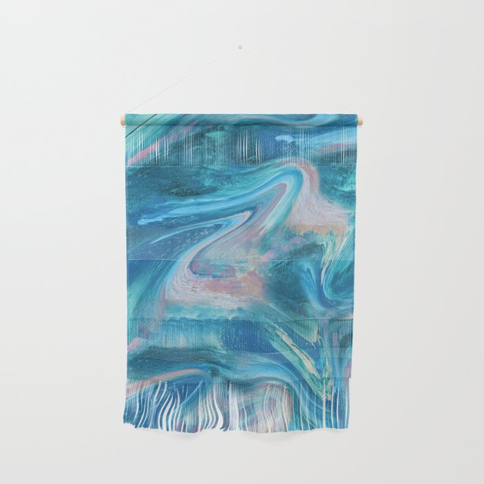 Gemstone [1]: a melted abstract watercolor design in blue pink and green by Alyssa Hamilton Art  Wall Hanging Gallery Image 1