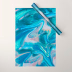 Gemstone [1]: a melted abstract watercolor design in blue pink and green by Alyssa Hamilton Art  Wrapping Paper Gallery Image 1
